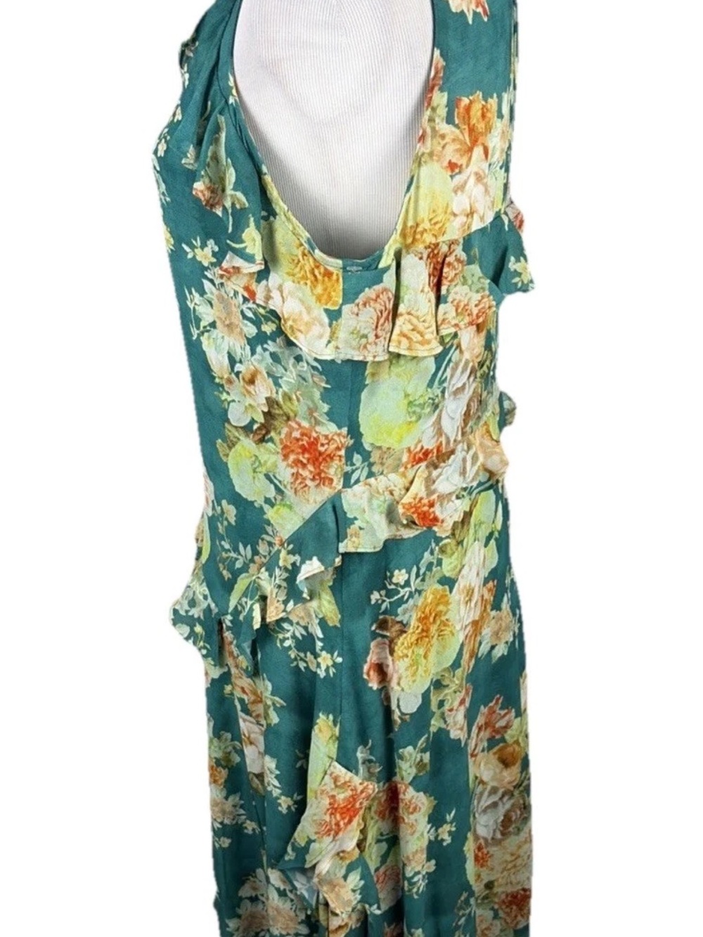 Sundance NWT Teal Floral ruffled flowy midi Dress size small - Picture 5 of 12